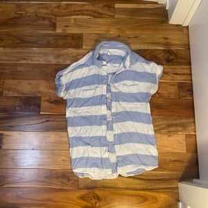 White & blue soft button down